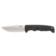 Bear & Son Cutlery Compact Fighter, 3 5/8" Blade, Stonewashed Blade, Black Krayton Handles, Molded Sheath, Box - 61135