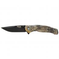 Bear & Son Cutlery Sideliner, 3 1/8" Blade, Zytel Handles, Black Blade, Realtree Edge Camo, Clip, Box - 61537