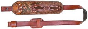 AA&E Leathercraft Brown Leather Trophy Gunsling, Embossed Deer Head, Figure-8 Brown Suede Inlay - 8501038 210