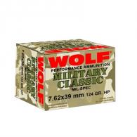 Wolf Ammo Military Classic 7.62x39mm 124gr JHP 20/bx (20 rounds per box) - WOMC762BHP Wolf Ammo Military Classic 7.62x39mm 124gr JHP 20/bx (20 rounds per box) - WOMC762BHP
