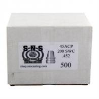 SNS CAST BULLET 45ACP .452 200GR SWC - SS45200SWC SNS CAST BULLET 45ACP .452 200GR SWC - SS45200SWC