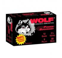 Wolf Power Buckshot 12GA 2 3/4" 00 Buck 9 Pellet 5 round box - WO1200B/12111 Wolf Power Buckshot 12GA 2 3/4" 00 Buck 9 Pellet 5 round box - WO1200B/12111