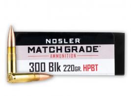 Nosler Match Grade Ammo 300 BLK 220gr Custom Competition 20/bx - NSL51275