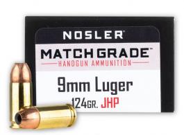 Nosler Match Grade Ammo 9mm 124gr JHP 20/bx - NSL51286