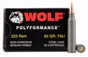 Wolf Polyformance Ammo 223 Remington 62gr Full Metal Jacket 20 Round Box