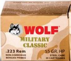 Wolf Military Classic Ammo 223 Remington 55gr Full Metal Jacket 20 Round Box - WOMC22355FMJ Wolf Military Classic Ammo 223 Remington 55gr Full Metal Jacket 20 Round Box - WOMC22355FMJ