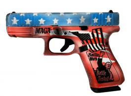 Glock 19 GEN 5 Distressed RWB Trump Edition 9mm Semi-Auto 4" 15 RD - PA195S203/HS10 Glock 19 GEN 5 Distressed RWB Trump Edition 9mm Semi-Auto 4" 15 RD - PA195S203/HS10