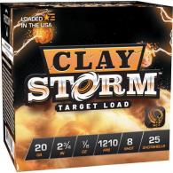 Fiocchi Clay Storm Shotgun Ammo, 20 Gauge, 2-3/4", 7/8oz, #8, 25 Rounds - 20CS8