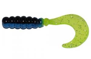 Big Bite Baits 2" Fat Grub Black/Blue/Chartreuse Silver 100pk - FG205-100