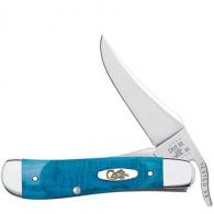 Case Caribbean Blue Sawcut Jigged Bone RussLock Folding Knife - C25589