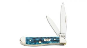 Case Pocket Worn Peach Seed Jig Mediterranean Blue Bone Peanut Pocket Knife 2.88" - 51858