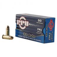 Main product image for Prvi Partizan PPU .32 ACP Ammunition 50 Rounds 71 Grain Full Metal Jacket 902fps