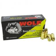 WOLF 9MM 124GR FMJ 50/BX BRASS PLTD - 919WCFMJ