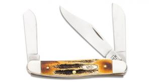Case 6.5 Burnt Bone Stag Medium Stockman 3.25" - 65336