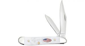 Case Rough Jigged White Synthetic Peanut Pocket Knife 2.88" - 14105
