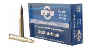 PPU 303 Brit 174 Grain Full Metal Jacket 20/Box - PP303F PPU 303 Brit 174 Grain Full Metal Jacket 20/Box - PP303F