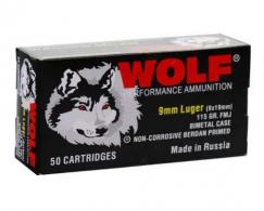 WOLF 9MM 115GR FMJ STEEL CASE 50RDS - N919FMJ