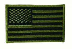 Embroidered USA Military Flag Patches | OD Green