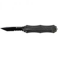 OTF Assist, Finger Actuator, Black 40% Serrated Tanto Blade AUS-8 Steel. No - SWOTF9TBS OTF Assist, Finger Actuator, Black 40% Serrated Tanto Blade AUS-8 Steel. No - SWOTF9TBS
