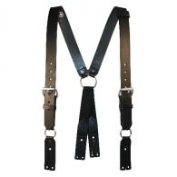 Fireman's Leather Suspenders | Black | Reflective Tape | Regular - 9175R-1