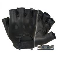 Half-Finger Leather Driving Gloves | Black | Large