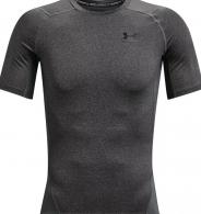 UA Men's HeatGear Armour Short Sleeve Carbon Heather/Black 3XL - 1361518-090-3XL
