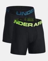 UA Men's Tech 6" Boxerjock 2-Pack Black/Static Blue/Lime Surge 3X-Large - 13636190063X