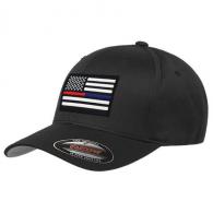 Thin Blue Line FlexFit Dual American Flag Hat Large - FLEX-DUAL-BLACK-LARGE