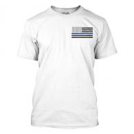 Thin Blue Line Flag White T-Shirt Small - MEN-TBL-SMALL-LOGO-WHITE-SMALL Thin Blue Line Flag White T-Shirt Small - MEN-TBL-SMALL-LOGO-WHITE-SMALL