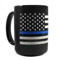 Thin Blue Line Distressed Flag 15 oz Mug - MUG-DIST-TBL-15