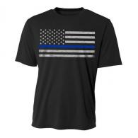 Thin Blue Line Performance Polyester Men's T-Shirt XXL - POLY-CLASSIC-BLACK-XXL
