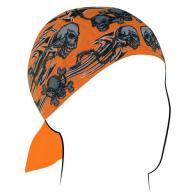 ZANheadgear Flydanna Cotton Orange Tribal Skull - Z669