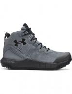 UA Men's Micro G Valsetz Mid Leather Waterproof Tactical Boots Gravel/Jet Gray/Black Size 10 - 302433410110