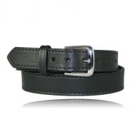 Boston Leather Traditional 1.5" Off Duty Black Plain Stitched Belt Size 44 with Gold Buckle - 6582ST-1-44-GLD