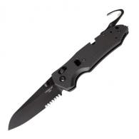 Hogu First Response Tool 3.4" Sheepsfoot Blade (Partially Serrated), Black Cerakote Solid Black G10 Frame - 34770 Hogu First Response Tool 3.4" Sheepsfoot Blade (Partially Serrated), Black Cerakote Solid Black G10 Frame - 34770