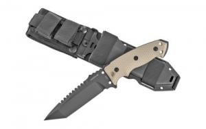 Hogue, EX-F01, Fixed Blade Knife, 5.5" Tanto Blade with Broad Rear Saw Teeth, Includes Retention Sheath - 35127