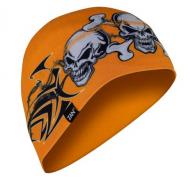 ZANheadgear Helmet Liner/Beanie Sportflex UPF50+ Series Orange Tribal Skull - WHLL669