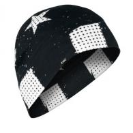 ZANheadgear Helmet Liner/Beanie Sportflex UPF50+ Series Black & White Flag - WHLL091