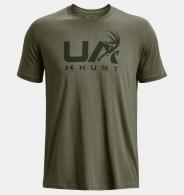 UA Men's Antler Hunt Logo T-Shirt Marine OD Green/Baroque Green Small - 1366014391SM