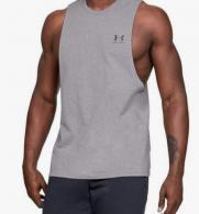 UA LEFT CHEST CUT OFF TANK-GRY,SM - 1329286035SM