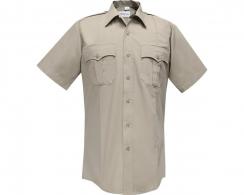 Flying Cross Command Men's Short Sleeve Tan Shirt with Zipper Neck Size 17.5 - F1 85R78Z 04 17.5