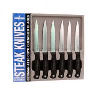 Cold Steel Kitchen Classics 6 Piece Steak Knife Set,  4 5/8" Serrated Blade, Black Kray-Ex Handle