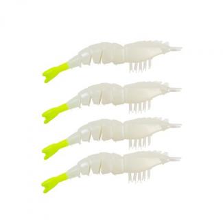 Z-man Un-Rigged EZ ShrimpZ 3 1/2" Length, Glow/Chartreuse Tail, Package of 4 - EZSU-70PK4