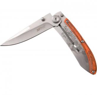 Mtech Folder 3.25 in Blade Wood-Stainless Steel Handle - MT-1151PDR
