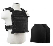 Fast Plate Carrier w/10"X12' Level IIIA STR's Cut 2X Hard Balllistic Plates [Small-2XL] - Black - BUCCVPCF2995B-A