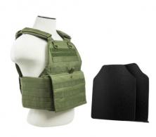 Plate Carrier VEST w/10"X12' Level IIIA STR's Cut 2X Hard Balllistic Panels [Med-2XL] - Green - BUCCVPCV2924G-A