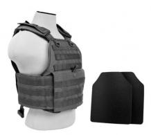 Plate Carrier VEST w/10"X12' Level IIIA STR's Cut 2X Hard Balllistic Panels [Med-2XL] - Urban Gray - BUCCVPCV2924U-A