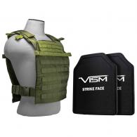 Fast Plate Carrier w/11"X14' Level III+ PE STR's Cut 2X Hard Balllistic Plates [XL-3XL] - Green - BPLCVPCFL2995G-A