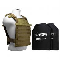 Vism  Fast Plate Carrier w/11"X14' Level III+ PE STR's Cut 2X Hard Balllistic Plates [XL-3XL] - Tan - BPLCVPCFL2995T-A