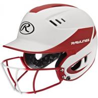 Rawlings Velo Junior 2-Tone Home Softball Helmet Mask-Red - R16H2FGJ-W/MS